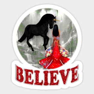 Believe. Unicorn and Mermaid Sticker
